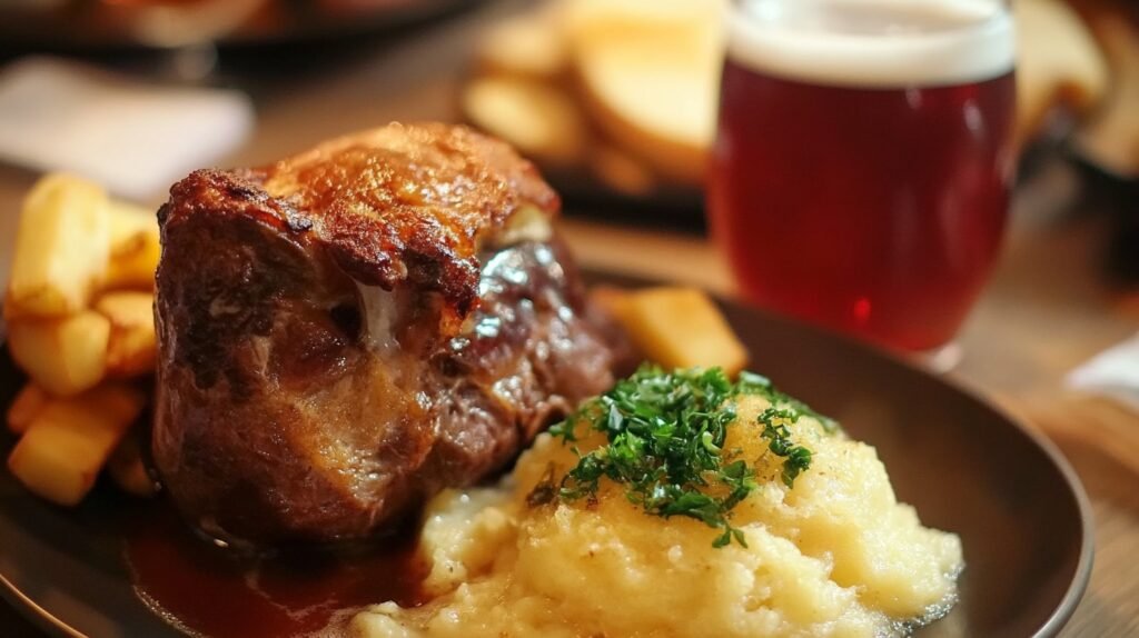 Rotbier, the city’s signature red beer, and pair it with Schäufele—slow-roasted pork shoulder with a crispy rind